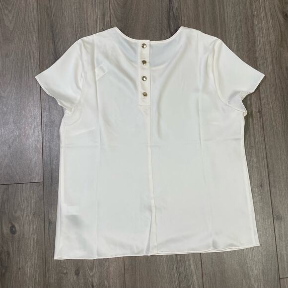 J Crew Short Sleeve Button Back Everyday Trendy Crepe Top US Women's XXS New - Picture 3 of 7